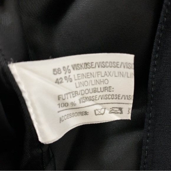 Louis Feraud Womens Blazer Jacket Size 8 Black Flax Linen 3 Button Bows - Picture 10 of 12